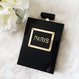 Acrylic Black Paris Perfume Shape Clutch